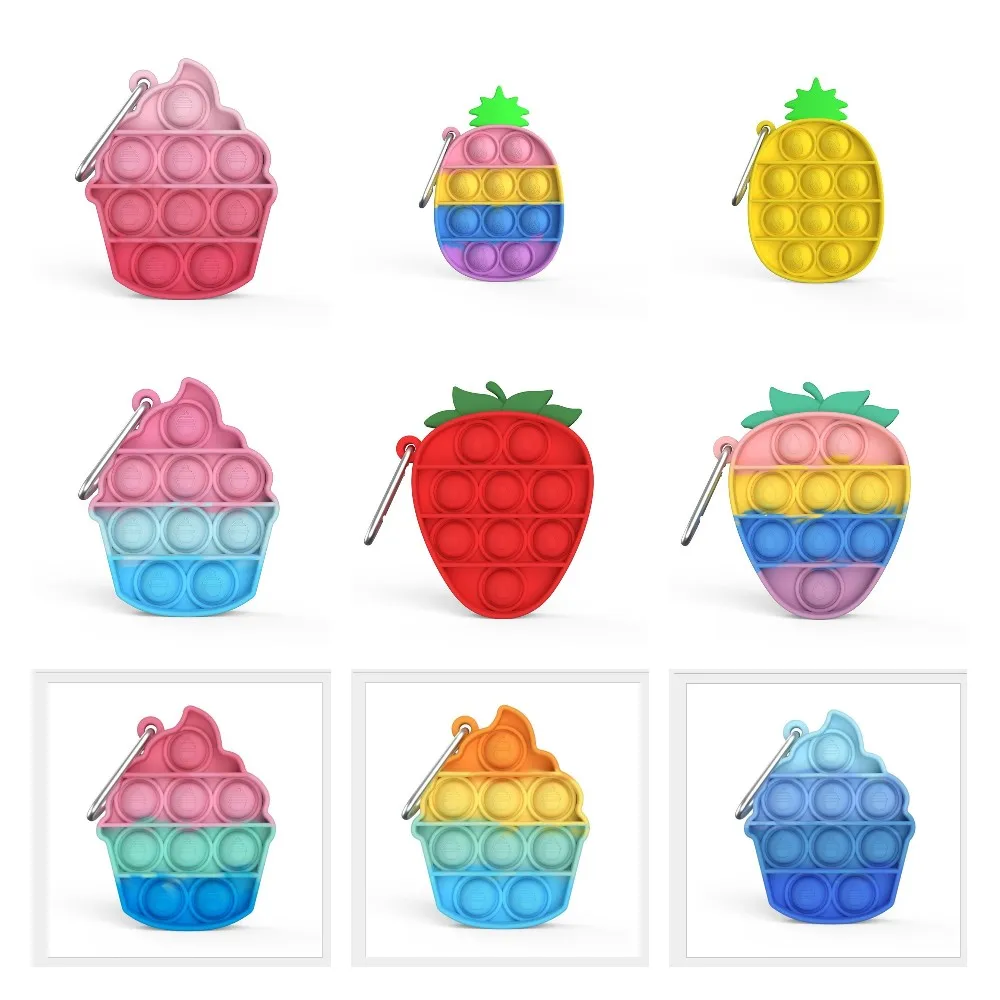 

HOT Mini Children Adult Push Bubble Fidget Sensory Toy Key Ring Educational Toy 2021 Anti-stress Fidget Toys