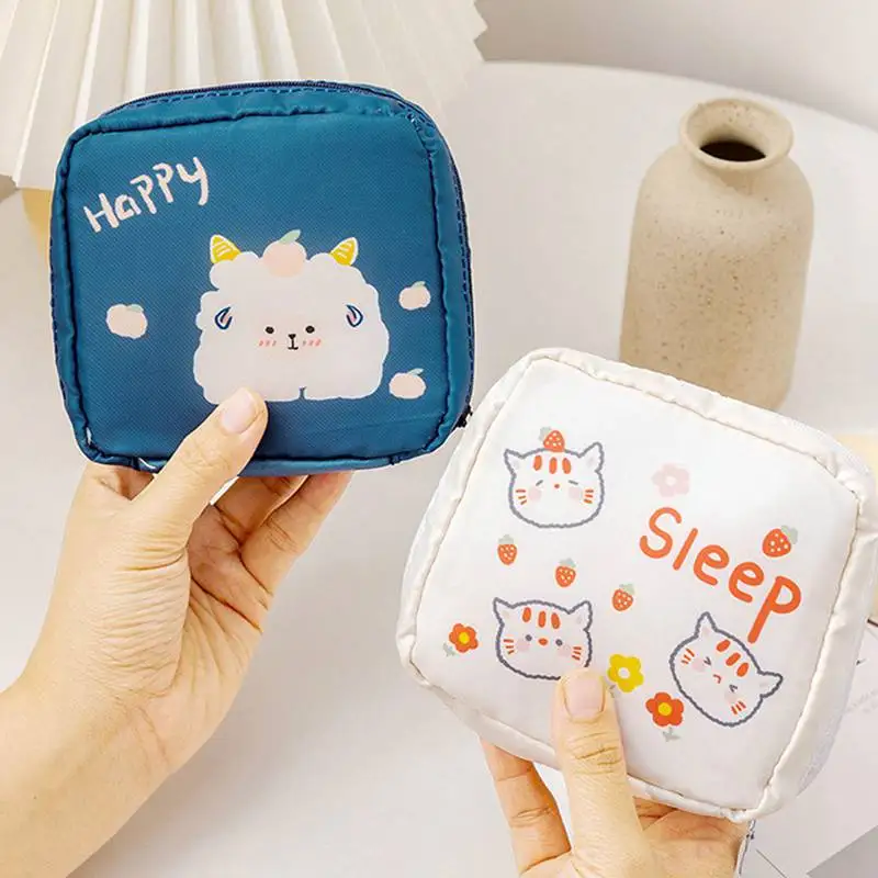 

Portable Fabric Large Capacity Sanitary Towel Napkin Pad Tampon Purse Bag Organizer Pouch Girls Feminine Hygiene Pad Storage Q