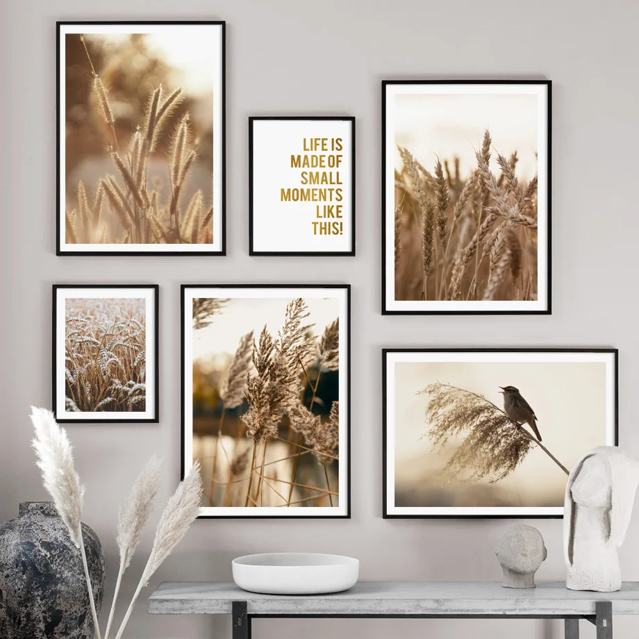 5D DIY Full Drill Diamond Painting Reed Wheat Bird Quotes Autumn Landscape Mosaic Embroidery Cross Stitch Kit Home Decor | Дом и сад