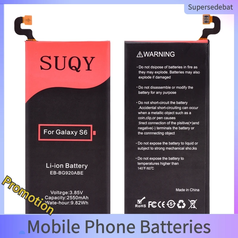 

Аккумулятор для Samsung S6 G920 G920V/T/F/A/I 2550 мА · ч EB-BG920ABE Сменный аккумулятор для Samsung Galaxy S6 G9200 G9208 G9209 G920F