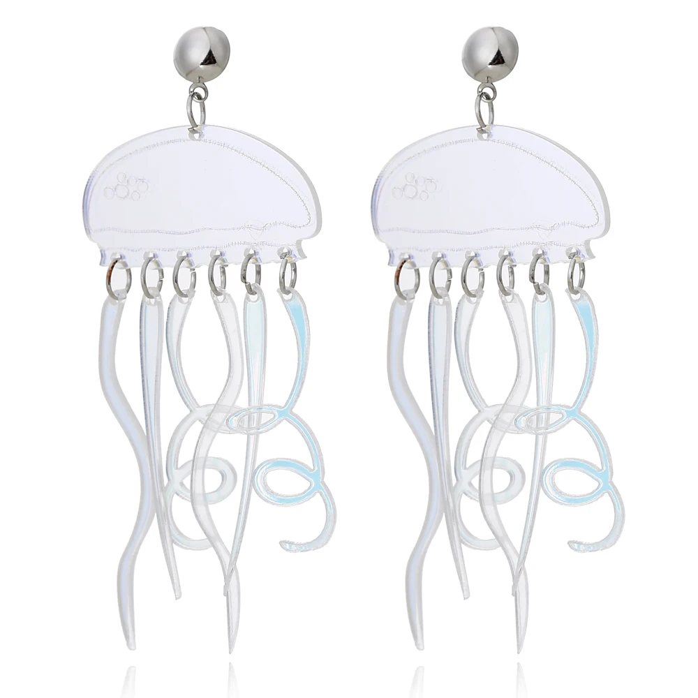 XIYANIKE Resin Acrylic Jellyfish Earrings Big Long Dangle Drop Ear Decoration Jewelry For Women Girls Cartoon Animal Charms 2019 | Украшения