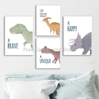 canvas painting cute dinosaur cartoon animal nordic wall art posters and prints picture home kids room decor no frame