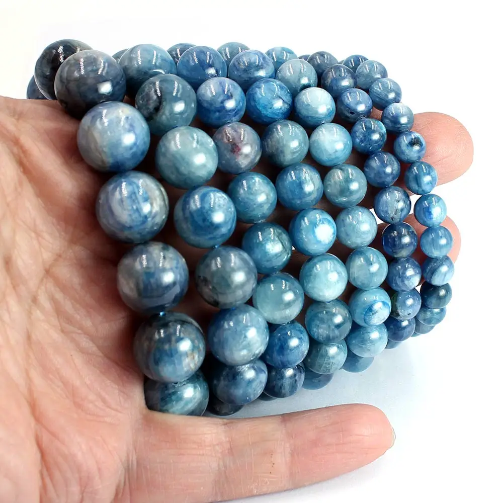 

Free Shipping 7 8 9 10 12 14 16mm Blue Natural Genuine Gems Stone Adjustable Kyanite Wholesale Jewelry Bracelet 7.5inch
