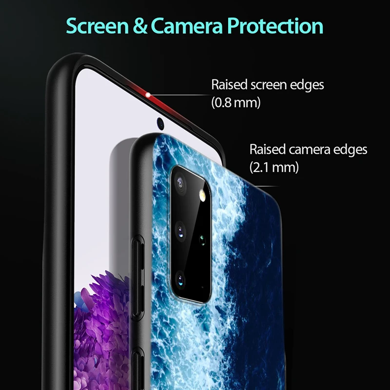 

Blue sea waves Black Cover For Samsung Galaxy S20 Ultra Plus A01 A11 A21 A31 A40S A41 A51 A70S A71 A91 Phone Case