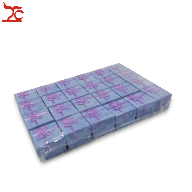 Purple Горячая распродажа 24 шт. цветной бумажный чехол для украшений, Свадебный органайзер для сережек, вечерние ленты, Подарочная коробка, коробка для хранения колец - Цвет: Purple