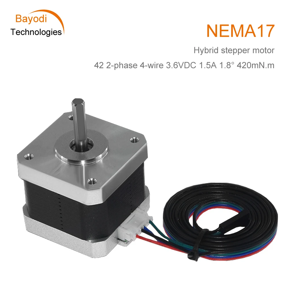 Híbrido Motor Deslizante Hs4401 2-phase 4-wire 38 mm Altura 1.8 Graus 3.6vdc 1.5a 420mn. m para Impressora 3d Kit Cnc Nema17 42 Motor de passo