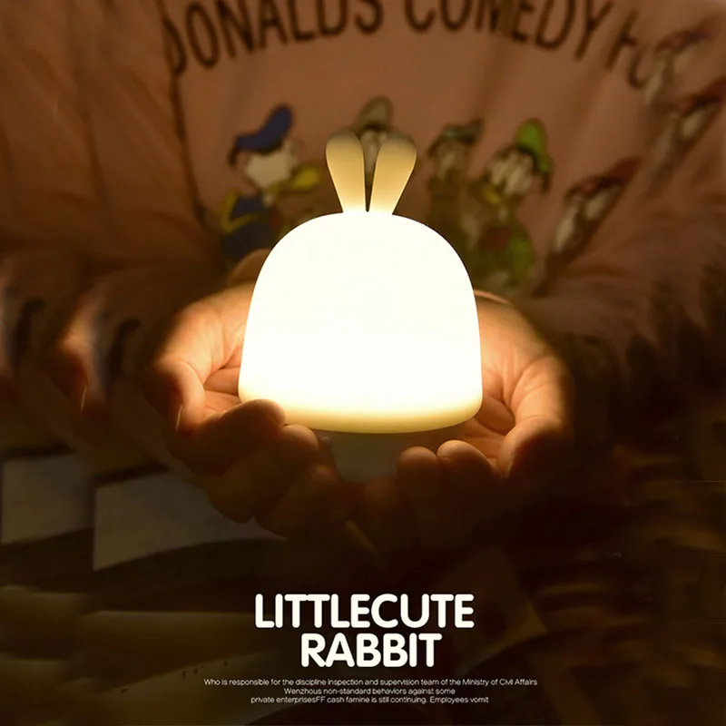 

Cute Silicone Touch Sensor LED Night Light For Children Baby Kids Rabbit Mushroom Timing Function USB Charging LED Night Lamp