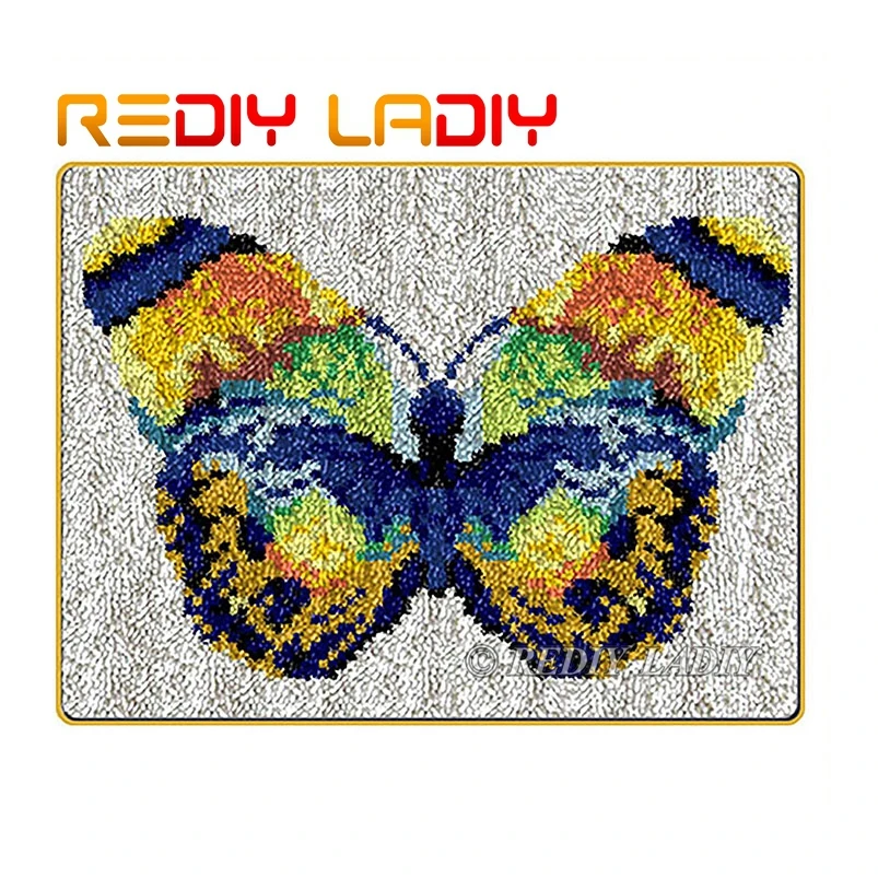 

Крючок с защелкой, коврик, вязаный крючком, ковер, красочная бабочка, акриловая пряжа, предварительно напечатанный холщовый коврик для поду...