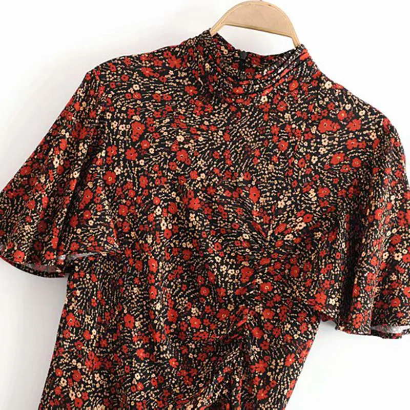 Винтаж элегантные Цветочный принт плиссированные Maxi Dress Vestidos Для женщин 2019 Мода с