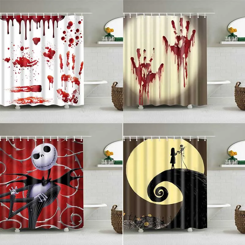 Хэллоуин водонепроницаемый серии занавески для душа оранжевый черный кровяной