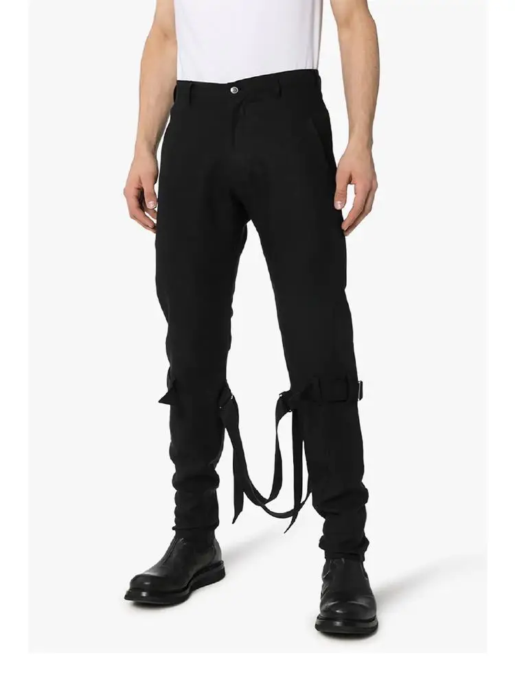 Spring and autumn new black trend motorcycle pants straight pants leisure youth young men's pants