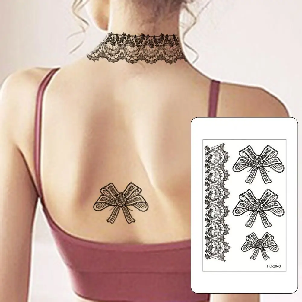 

50% горячая Распродажа стильная безвредная яркая прозрачная черно-белая кружевная временная татуировка-наклейка для взрослых