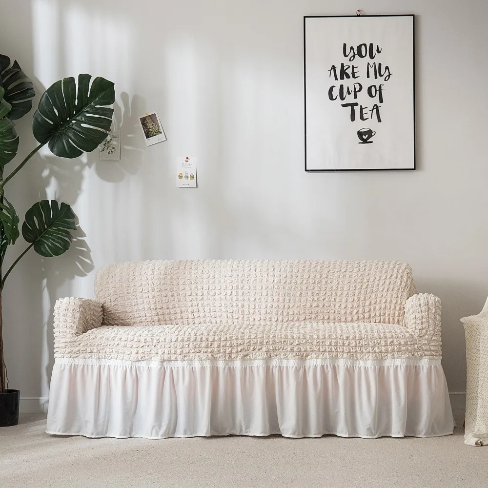 Плед-чехол для дивана попкорна Slipcover полностью Эластичный чехол кушетки с юбкой
