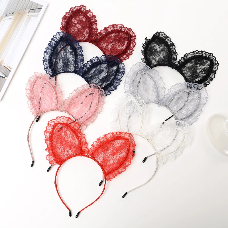 Женская длинная пушистая повязка на голову с кошачьими ушками |