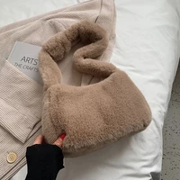 new winter soft faux fur shoulder bags for women 2021 fashion warm small lady branded trending designer handbags purses