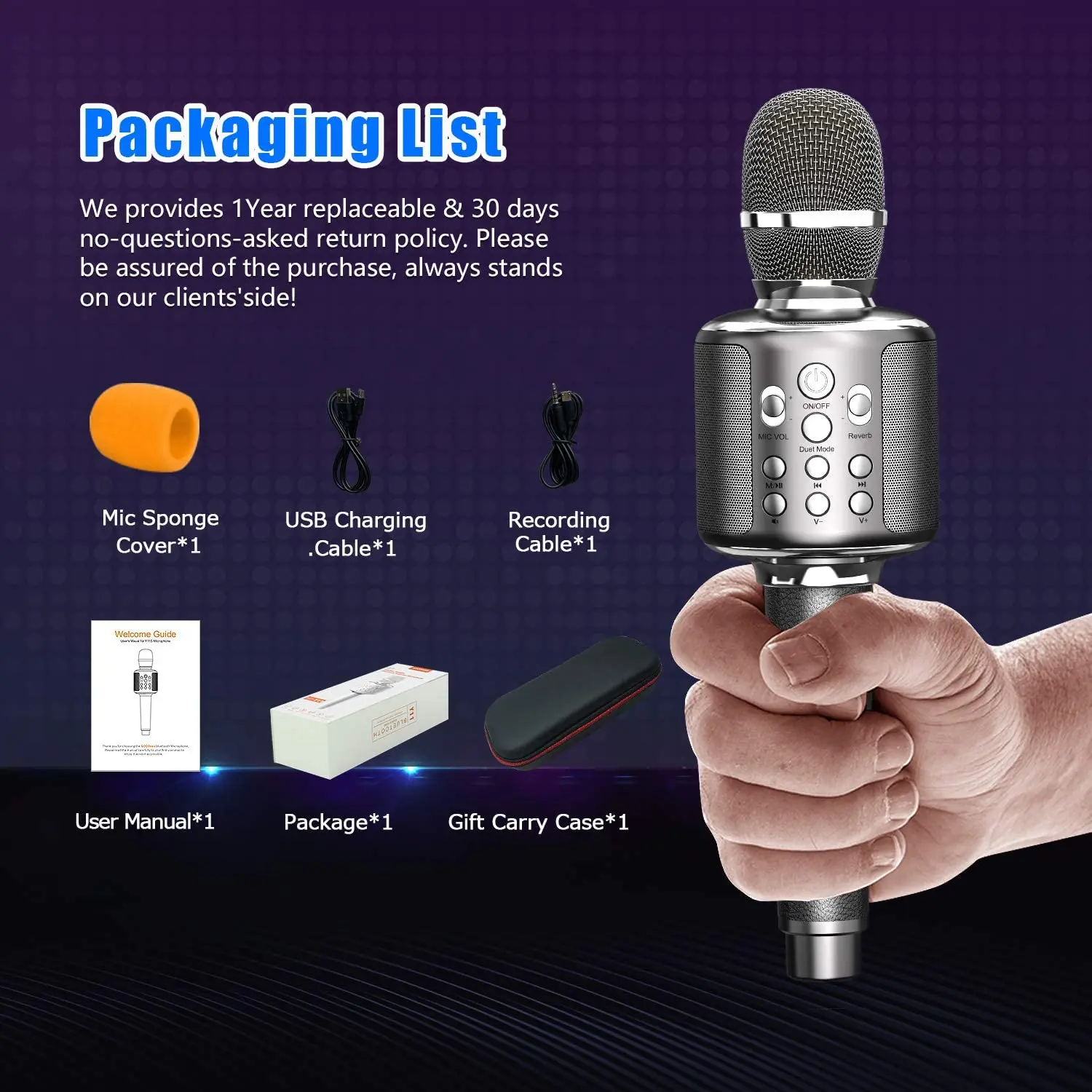 

D20 Karaoke Microphone dj Wireless BT Speaker K Song KTV Singing For YouTube Phone PC TV Portable Handheld
