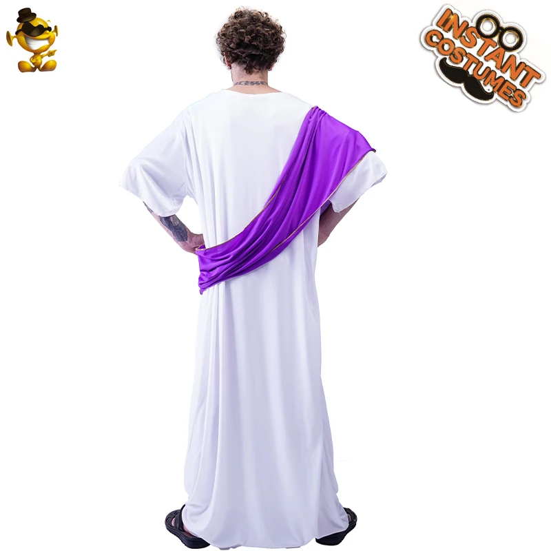 

Halloween Adult Cosplay Ancient Roman Noble Costume with Arab Traditional Performance Costume for Carnival Party Men Purple Robe