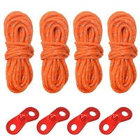 reflective nylon cord tent guyline rope with ultra light aluminum alloy ceiling rope adjuster fits camping hiking backpacking