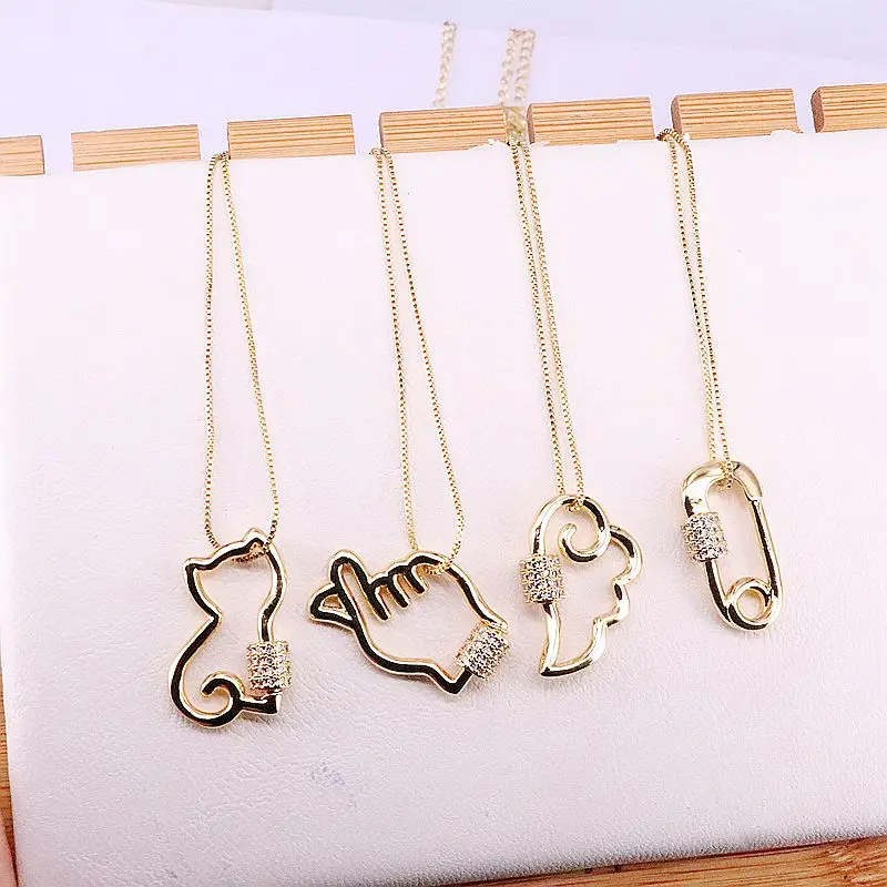 Мода 8 шт новый дизайн сердце/кошка/Бабочка застежка cz ожерелье покрытая