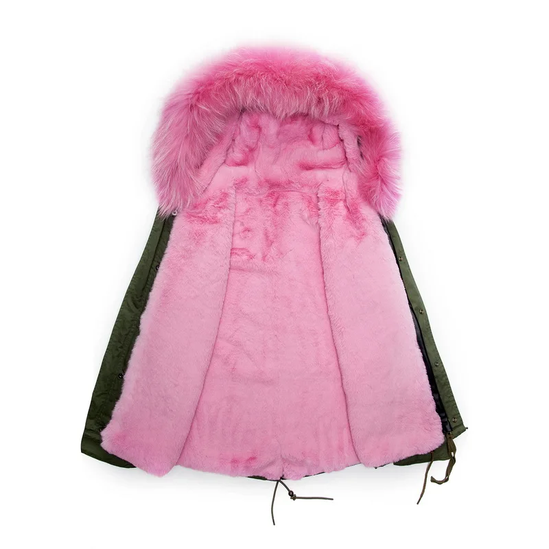 Теплая розовая куртка с воротником из натурального меха пальто искусственным