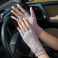 summer fingerless gloves half fingered short sunscreen anti ultraviolet ultra thin non slip sports cycling finger driving gloves