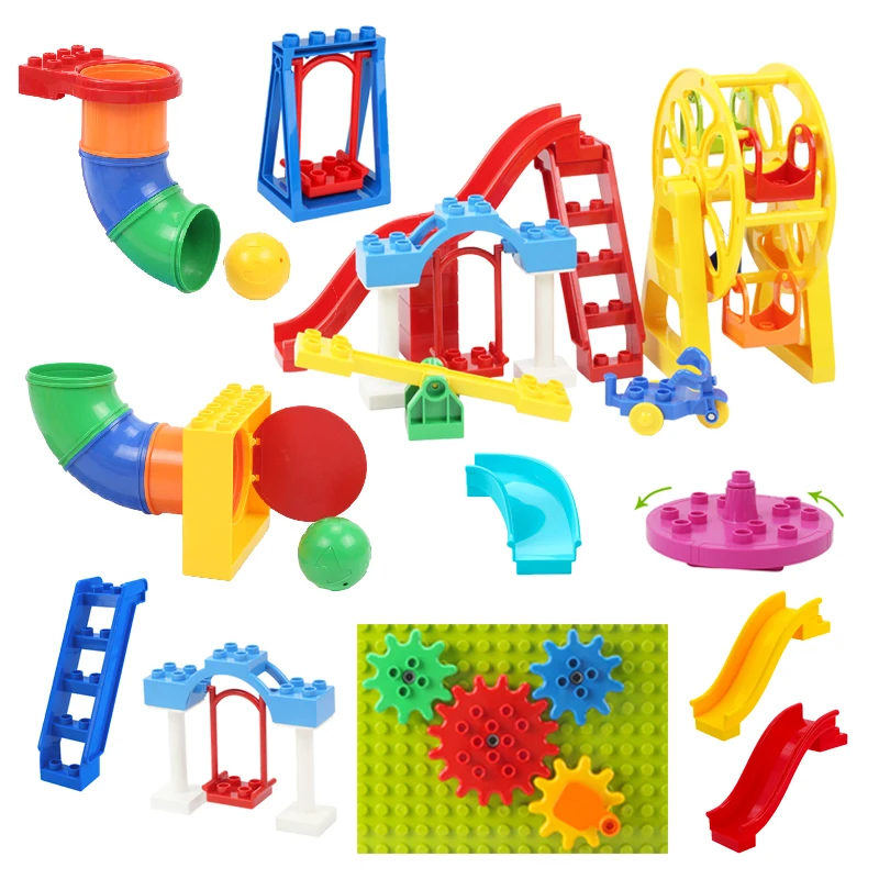 

Big Building Blocks Playground Pipeline Parts Slide Ladder Swing Compatible Bricks Sets Baby Assemble Education Montessori Toys