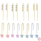 Женские серьги-гвоздики из серебра 100% пробы с разноцветным цирконием