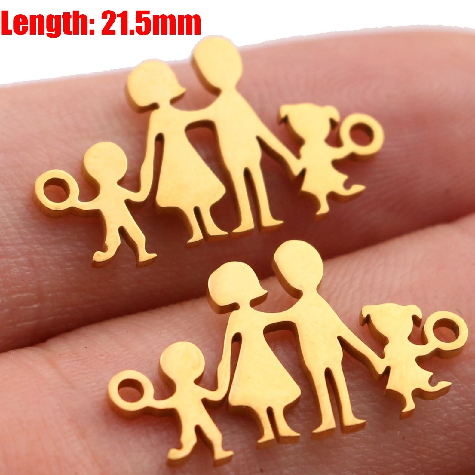5pcs Family Chain Stainless Steel Pendant Necklace Parents and Children Necklaces Gold/steel Jewelry Gift for Mom Dad New Twice - Цвет: Gold 37