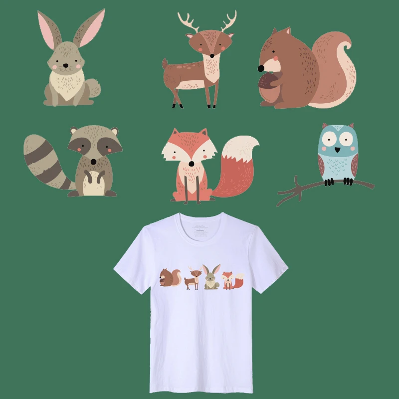 Термонаклейки для одежды лиса кролик животные термонаклейки легко нажимаются |