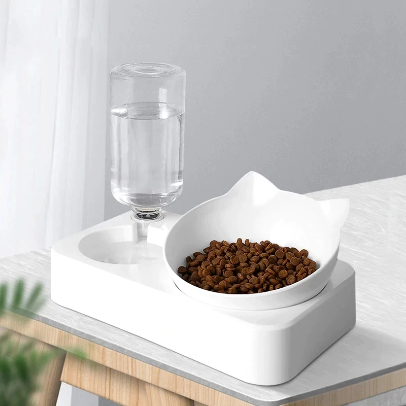 

Cat Accessories Products Pet Double Bowls Plastic Dog Cat Bowls Automatically Add Water Used To Drink And Eat Bowls With Stand