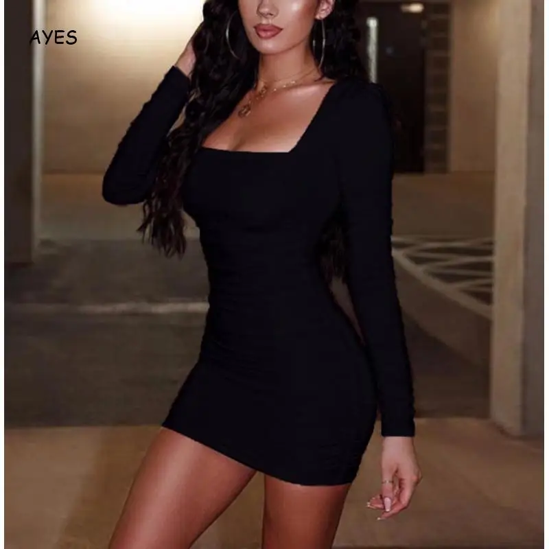 

2020 Bandage Sexy Dress Autumn Long Sleeve Dresses White Bodycon Dress Solid Color Backless Sheath Vestidos Party Dress Women