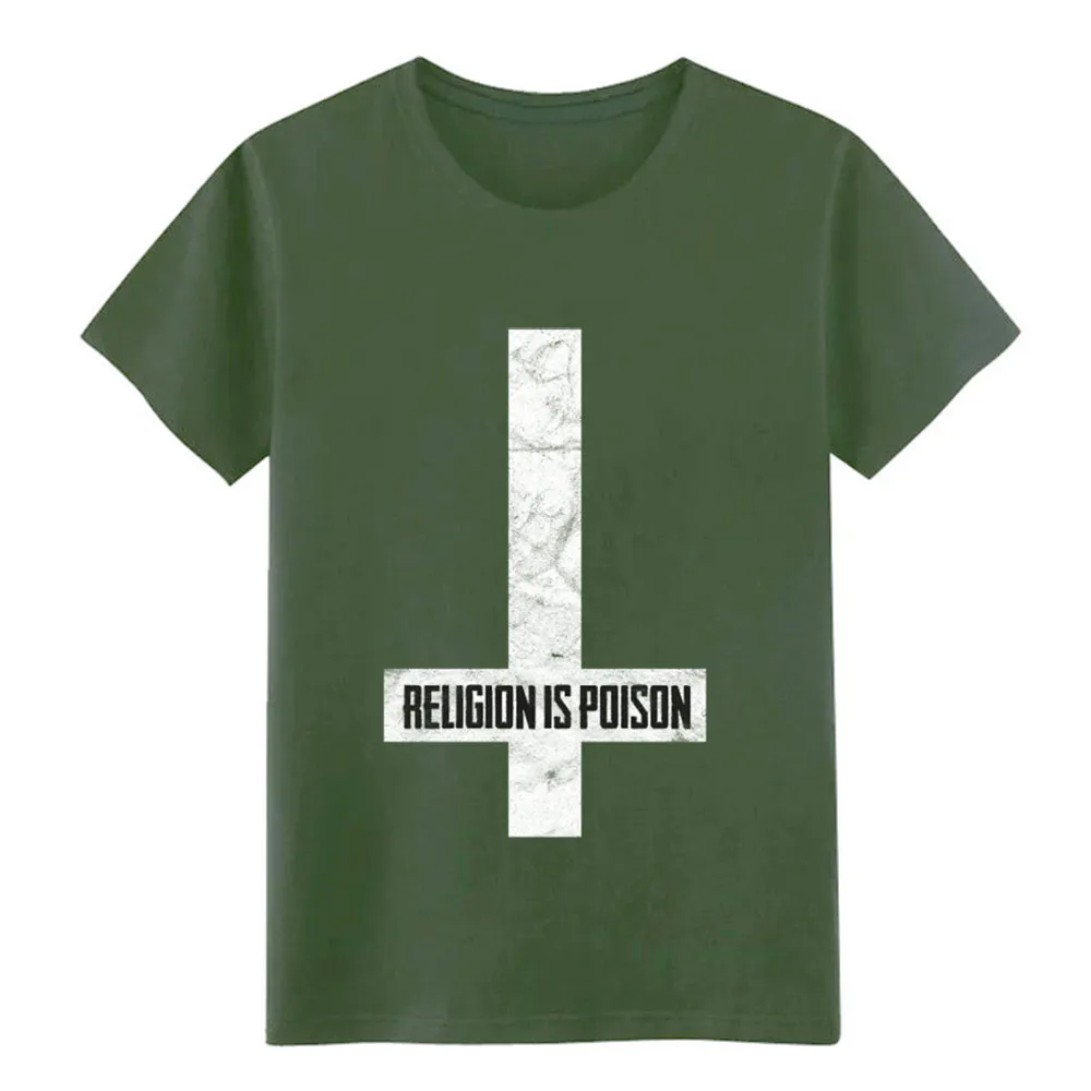 Antichrist grunge religion is poison atheist Футболка Мужская Дизайнерская футболка с коротким