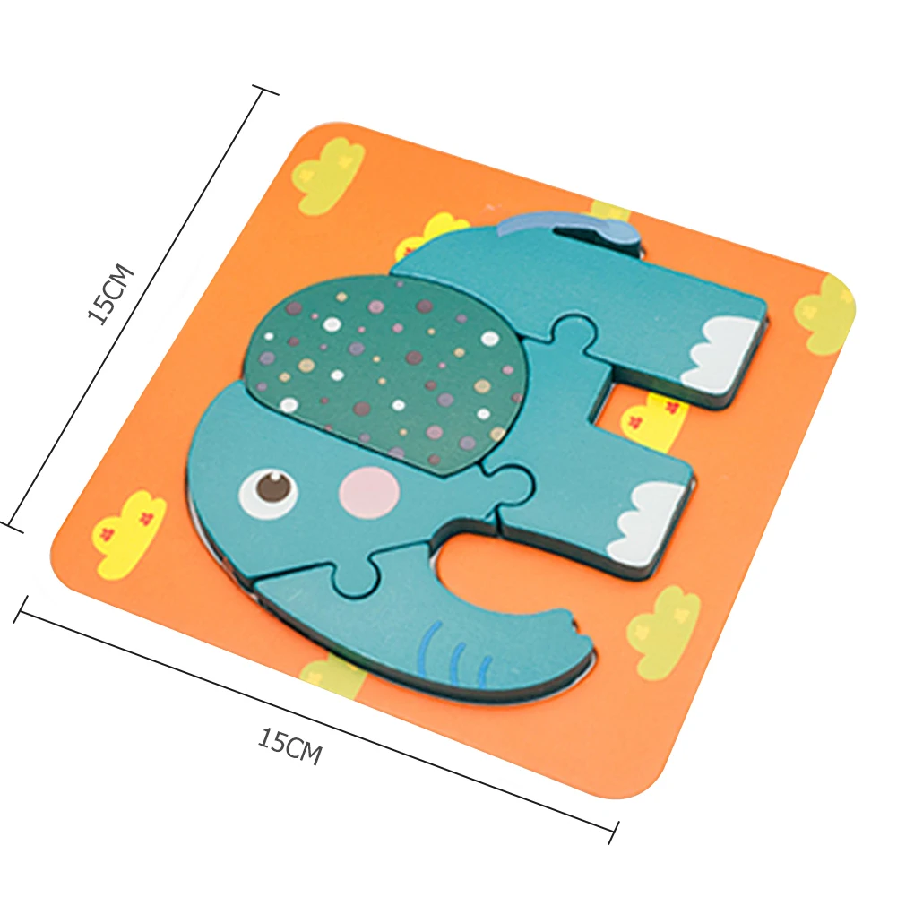 

3D Baby Wooden Puzzle Toys Cartoon Animals Picture Puzzle Baby Intelligence Educational Kids Early Development Toys