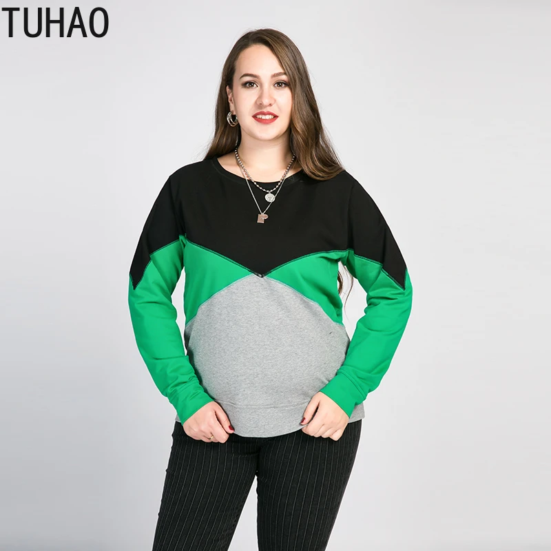 

Женская толстовка с капюшоном TUHAO, Весенняя Повседневная Толстовка в стиле пэчворк, Офисная Женская одежда 2020, 8XL, 7XL, 6XL, WM03, размера плюс