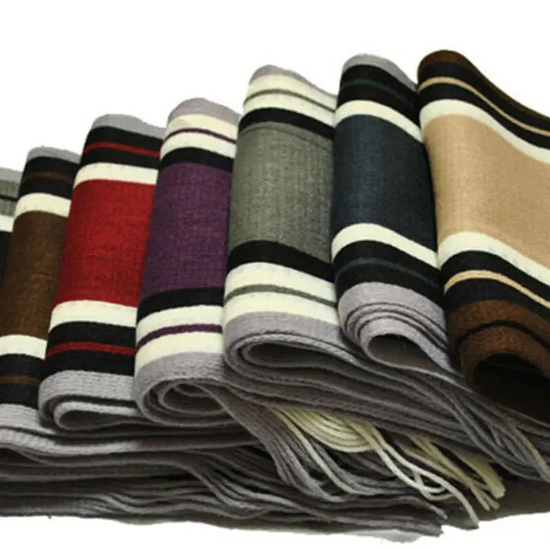 Мужской классический теплый мягкий шарф Зимний кашемировый в полоску с