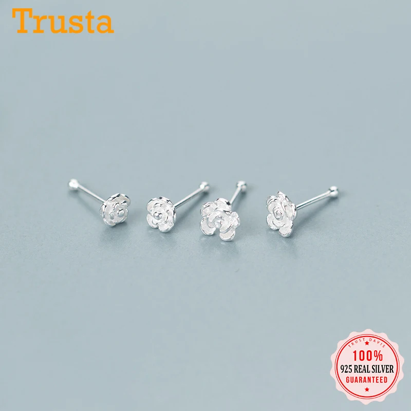 TrustDavis новинка 100% 925 дюйма твердая искусственная Роза цветок серьги-гвоздики для