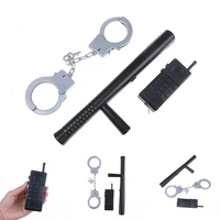 2021 new 3pcsset simulation pretend roles toys riot police cosplay kids cop handcuffs walkie talkie model for children