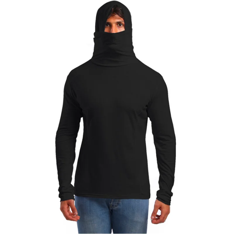 

Мужская футболка с капюшоном и длинным рукавом, однотонная, 3 цвета