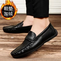 2021 winter plus velvet shoes peas shoes mens trendy brand british soft soled lazy shoes personality fashion driving shoes