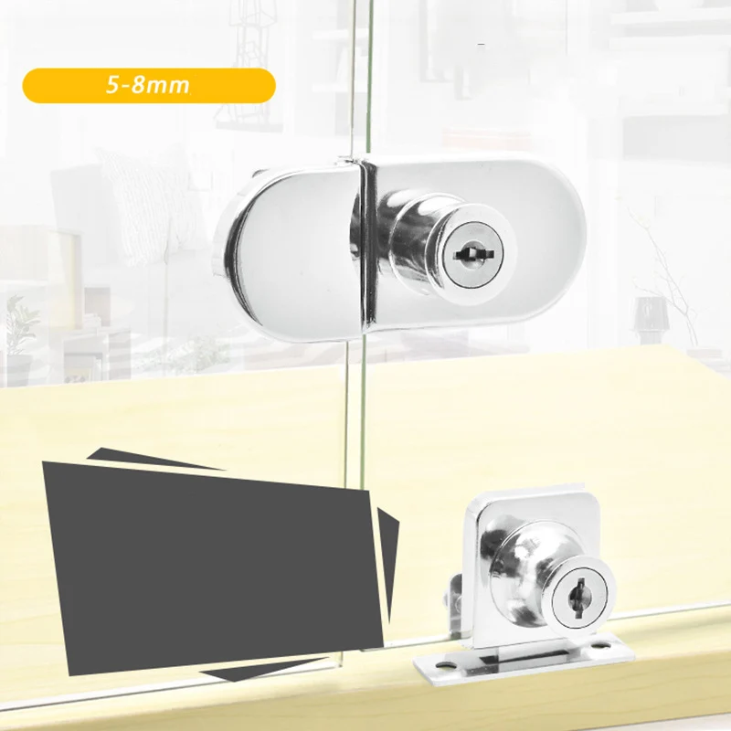 

Glass Door Lock Punch-free Display Cabinet Double Door Lock Keys Zinc Alloy For 5-8mm Thick Glass Easy Installation