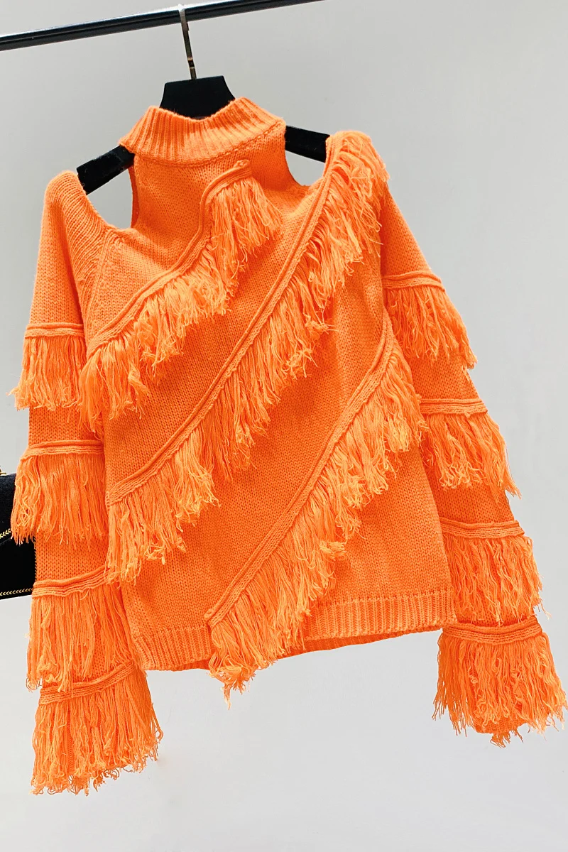 Свитер Женский вязаный с открытыми плечами Осень-зима | Женская одежда