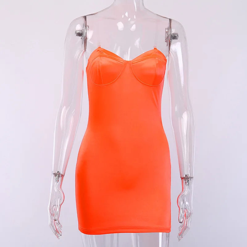 Женское атласное мини-платье Forefair Короткое облегающее платье без бретелек с