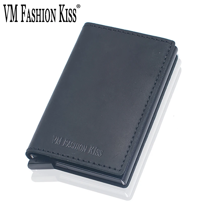 Кошелек VM модный из кожи с защитой от радиочастотной идентификации в алюминиевой