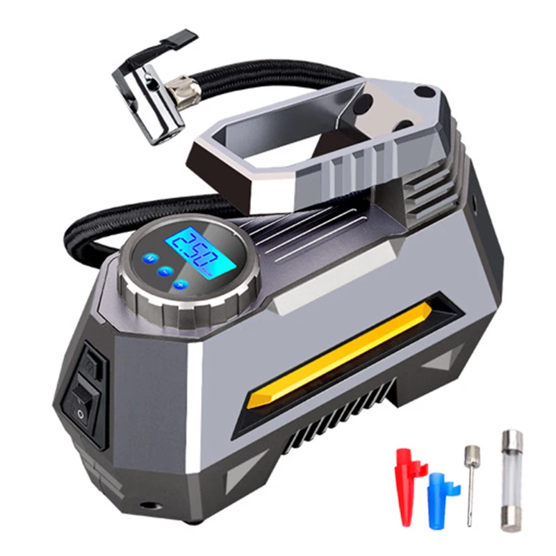 Portable Air Compressor Tire Inflator- Car Tire Pump With Digital Pressure Gauge(150 Psi 12V DC) Bright Emergency Flashlight