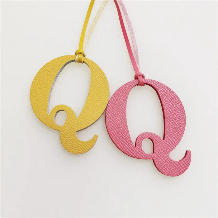 

Leather English Letters Charm Q Character Bag Pendant