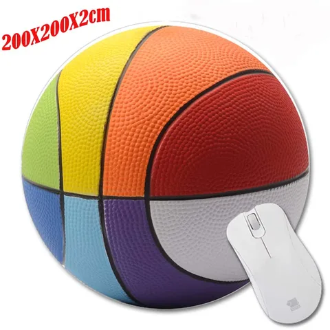 Круглый Настольный коврик для мыши с Баскетбольным мячом на заказ, нескользящий прочный резиновый игровой 3D-коврик для мыши 200*200*2 мм