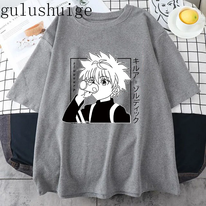 Kawaii Hunter X Killua футболка Женская милая японская аниме Hisoka Kurapika Манга Мультфильм