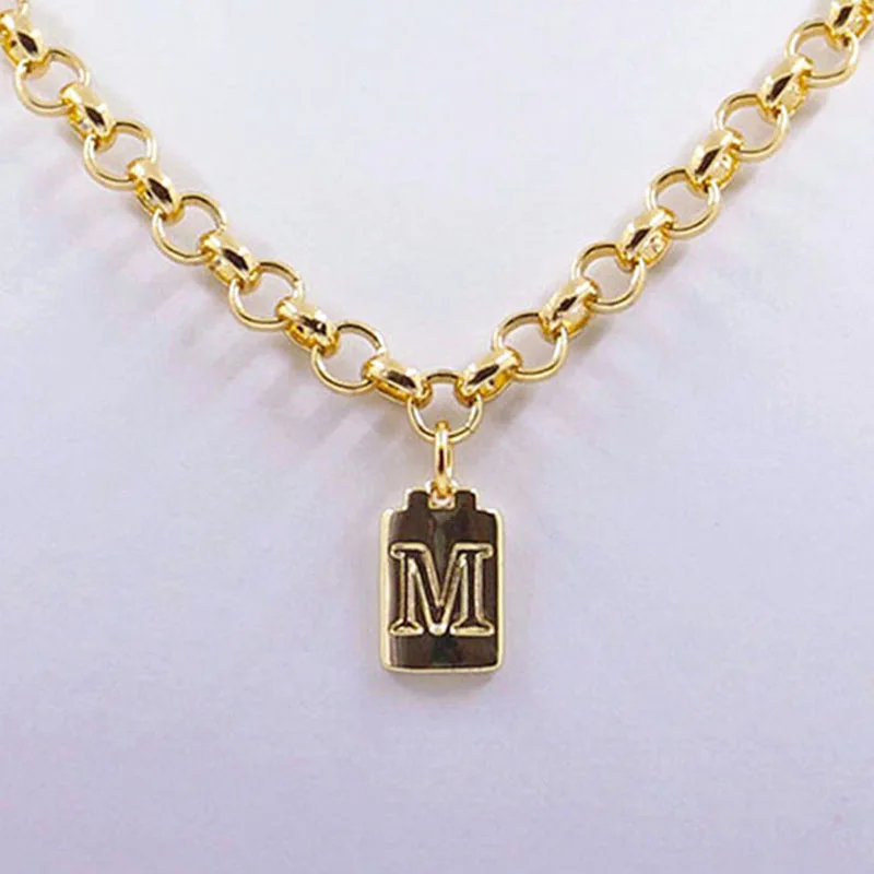 

New Trendy Gold Initial Letter Choker Necklace for Women O-Chain A-Z Alphabet 26 Name Pendant Necklaces Charm Jewelry Gift