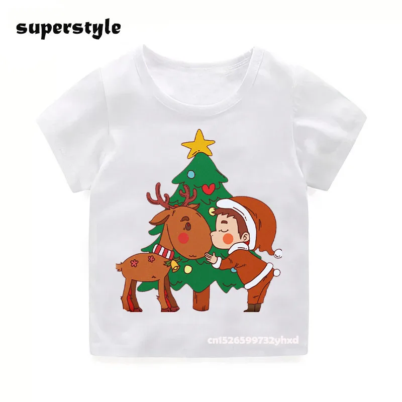 

Kids Merry Christmas Print Funny T-Shirts Boys Short Sleeve Tops Clothes 2021 Happy New Year T-Shirt for Girls 1-10Y dHKP470