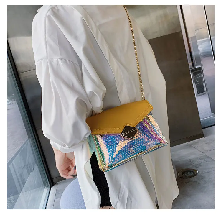 

Laser jelly handbag 2019 new fairy diamond chain shoulder Messenger bag